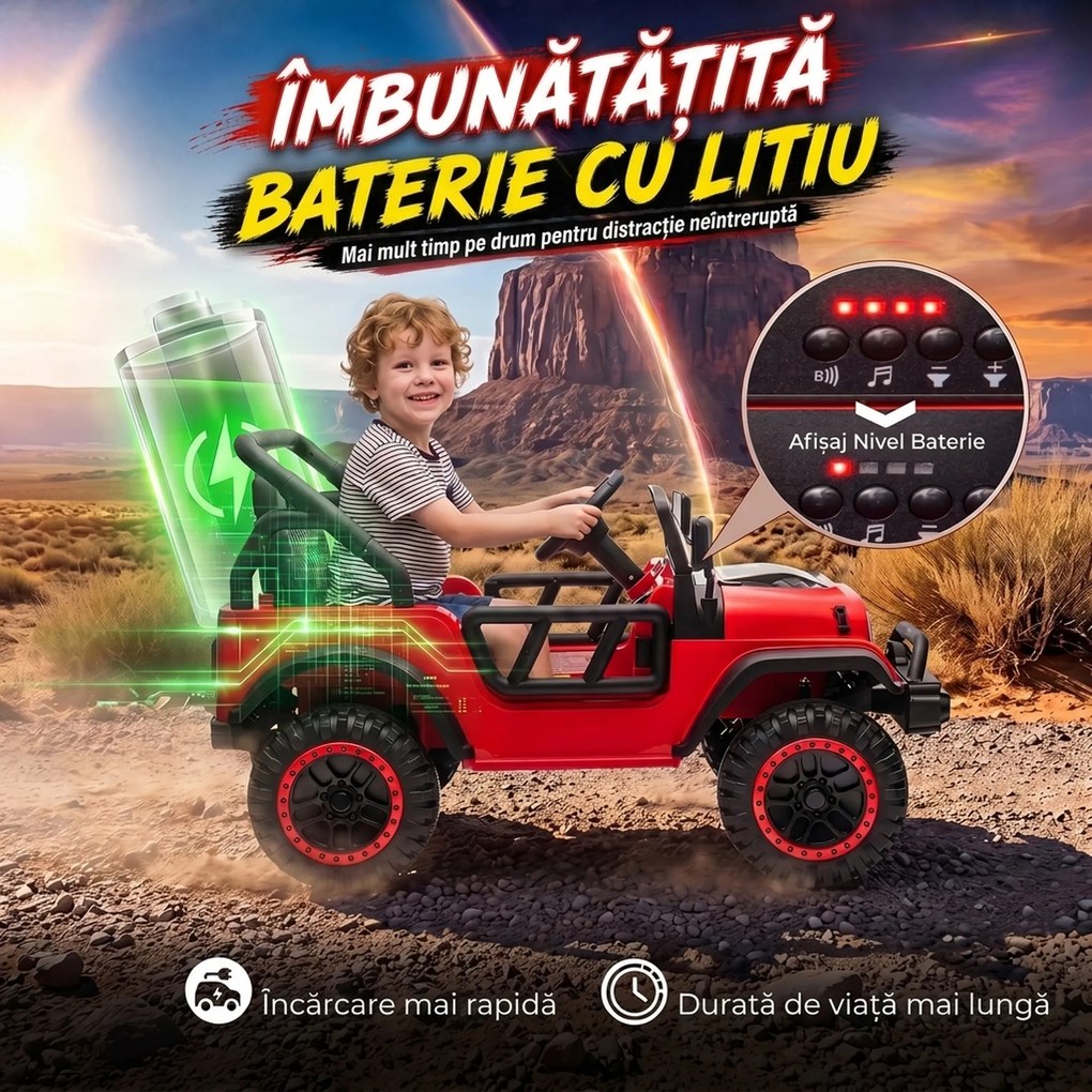 AIYAPLAY Mașină Electrică pentru Copii 3+ Ani, 12V, cu 2 Motoare, Telecomandă, USB, Muzică și Claxon, 3-5 km/h, Roșu | Aosom Romania