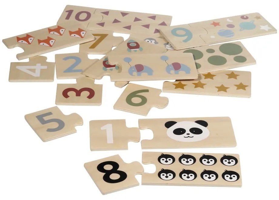 Puzzle (număr de piese 20) de copii din lemn Numbers – Kindsgut