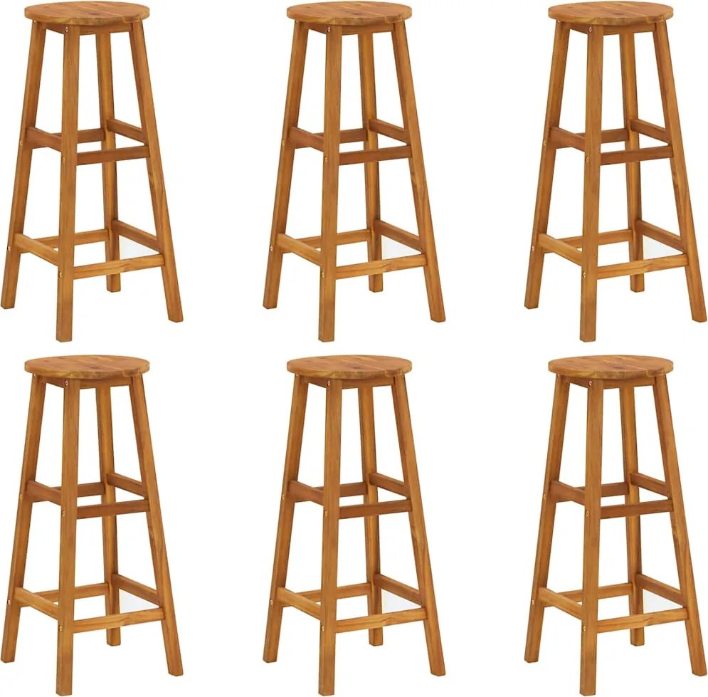vidaXL Taburete de bar, 6 buc., lemn masiv de acacia