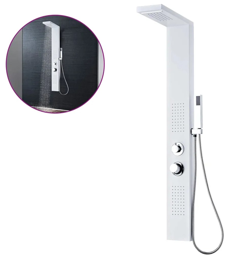 142372 vidaXL Sistem panel de duș din aluminiu, alb mat