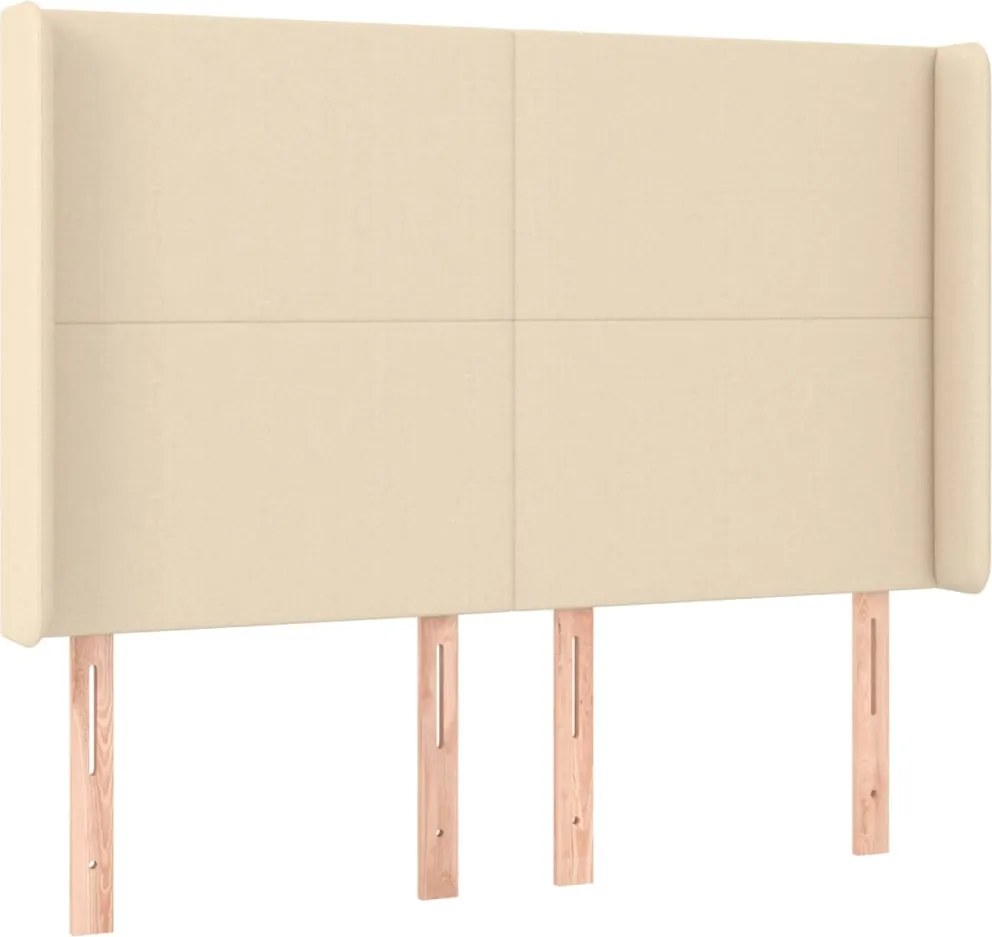 vidaXL Tăblie de pat cu aripioare, crem, 147x16x118/128 cm, textil