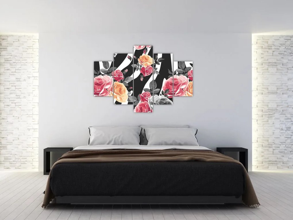 Tablou cu trandafiri înfloriți (150x105 cm)