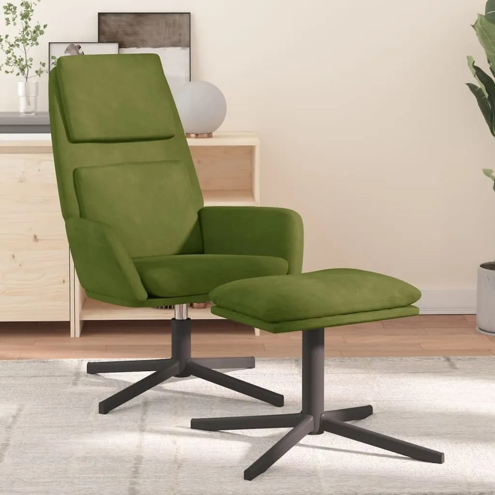 3097801 vidaXL Scaun de relaxare cu taburet, verde deschis, catifea