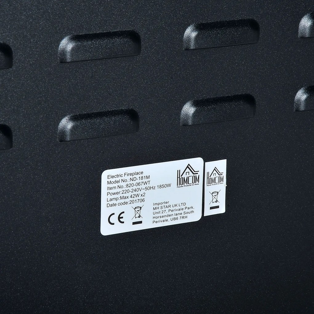 Homcom Soba Electrica de Sol cu Efect Flama Reglabila 1800W, Alb, 51x31x56cm