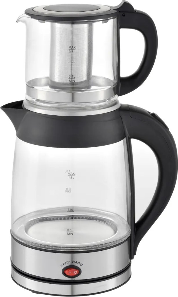 Set fierbator electric plus ceainic Zilan ZLN4858 Argintiu, putere 2200W, capacitate 1.8L si 0.8L