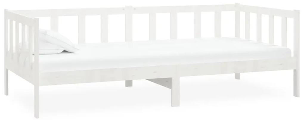 806941 vidaXL Pat de zi, alb, 90x200 cm, lemn masiv de pin