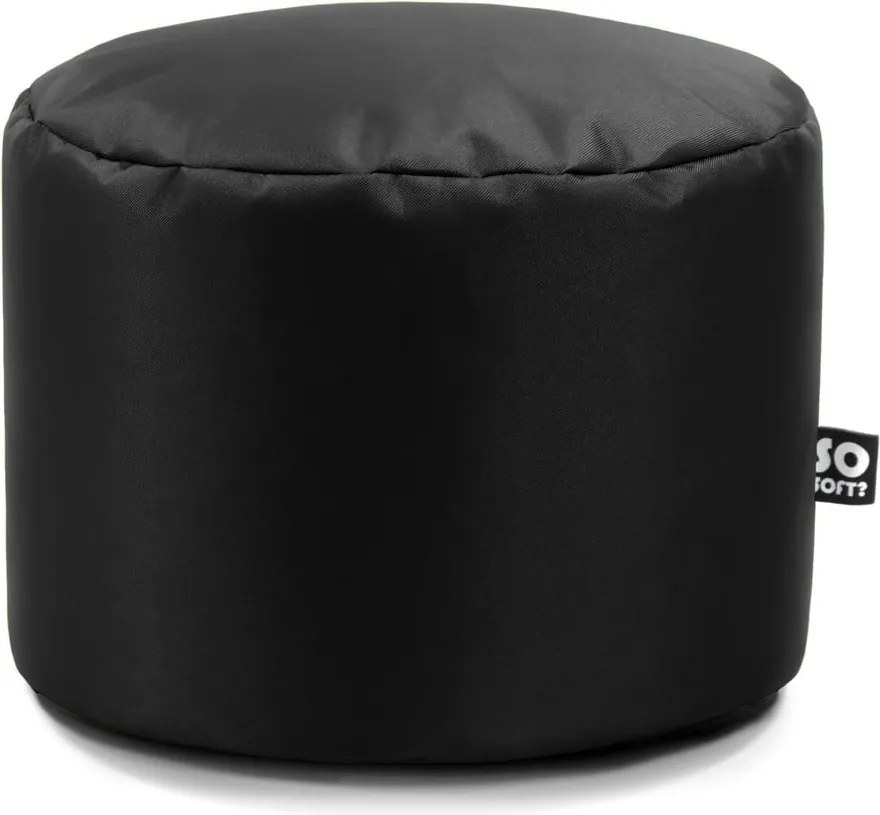 Fotoliu puf pentru copii negru cu tapițerie din imitație de piele Dot M – So Soft?