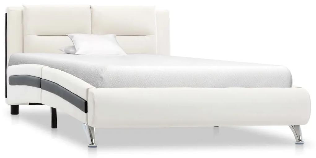 286842 vidaXL Cadru de pat, alb, 100 x 200 cm, piele ecologică