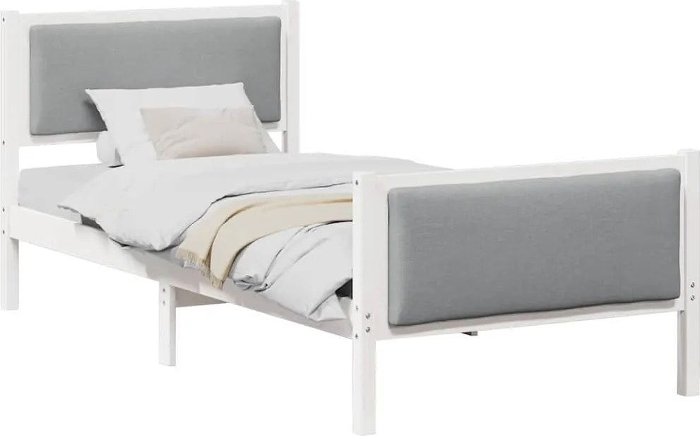 vidaXL Cadru de pat cu headboard Gri deschis 100 x 200 cm țesătură