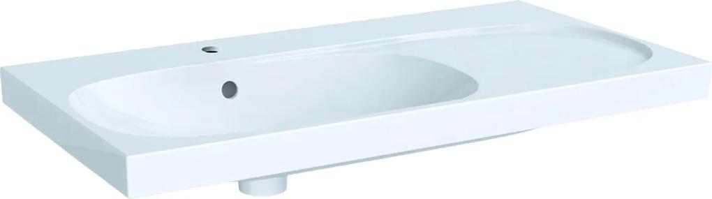 Lavoar asimetric Geberit Acanto 90x48.2cm, cu raft dreapta, alb