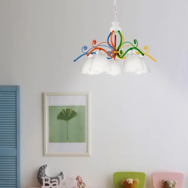 Lustră pe lanț RETRO 5xE27/60W/230V alb/colorat