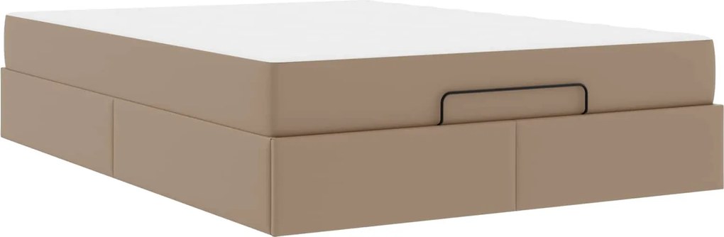 vidaXL Cadru de pat cu saltea cu saltea 2 pcs Cafeniu PVC