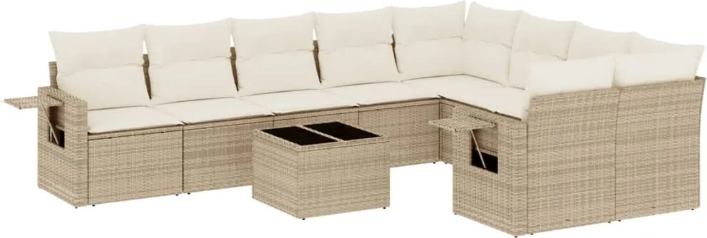 vidaXL Set canapele de grădină cu perne, 10 piese, bej, poliratan