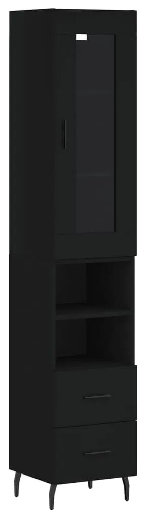 3199314 vidaXL Dulap înalt, negru, 34,5x34x180 cm, lemn prelucrat