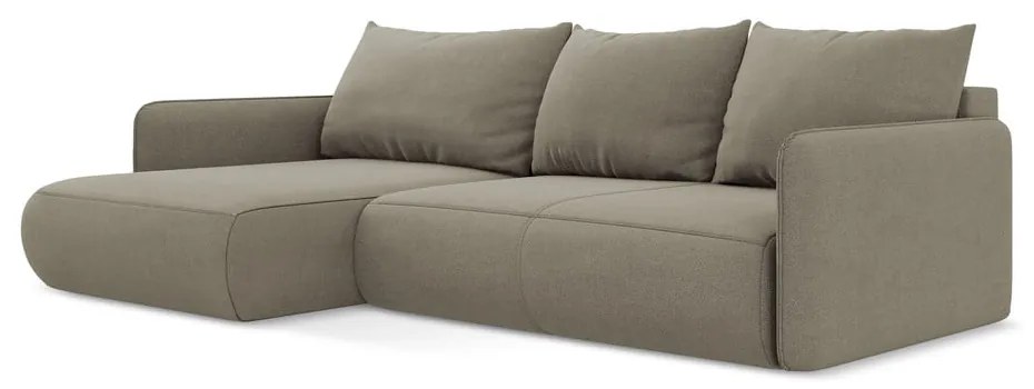 Colțar bej extensibil/cu spațiu de depozitare (cu colț pe partea stângă) Nanea – Makamii