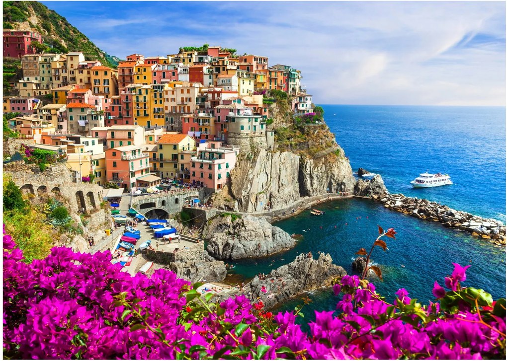 Tablou pe sticlă - Satul italian Manarola (70x50 cm)