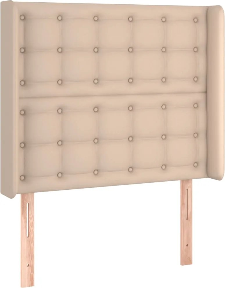 vidaXL Tăblie pat cu aripioare cappuccino 83x16x118/128 cm piele eco