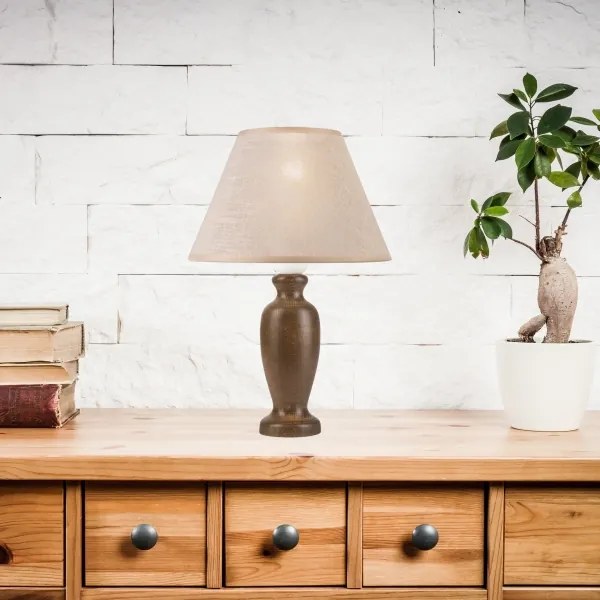 Lampă de masă AMFORA 1xE27/60W/230V maro închis/fag