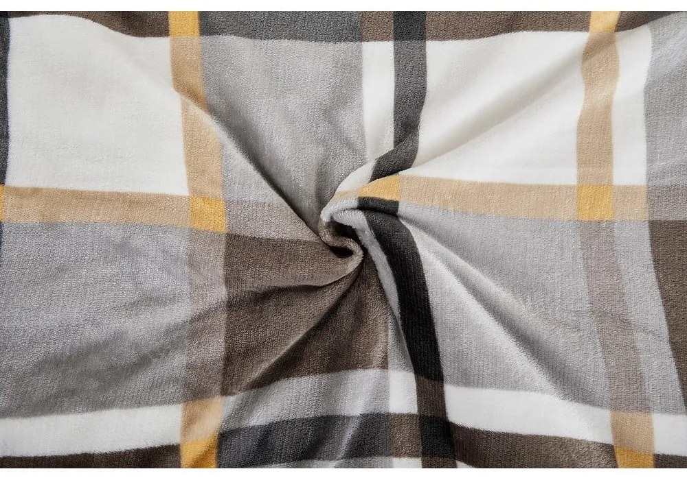 Lenjerie de pat gri/maro din micropluș/cocolino pentru pat de o persoană 140x200 cm – My House