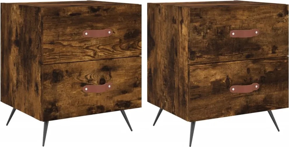 vidaXL Noptiere, 2 buc., stejar fumuriu, 40x35x47,5 cm, lemn compozit