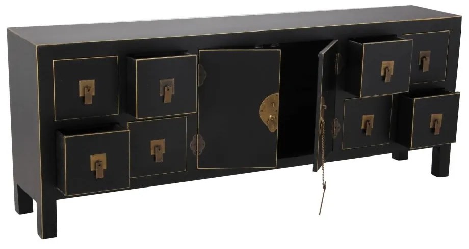 Comodă neagră joasă 130x50,5 cm Oriente – Ixia