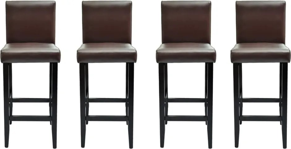 vidaXL Scaune de bar, 4 buc., maro închis, piele ecologică