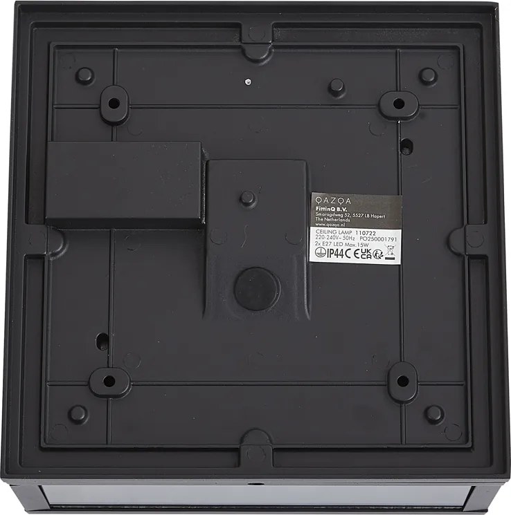 Plafonieră de exterior industrială neagră cu senzor de mișcare IP44 - Charlois