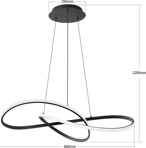 Brilagi - Lustra LED reglabilă pe cablu INFINITY LED/80W/230V 80x80 cm neagră + telecomandă