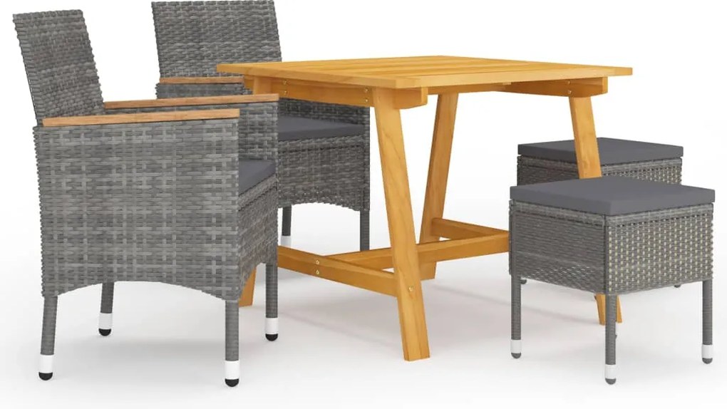 vidaXL Set de masă pentru grădină, 5 piese, gri