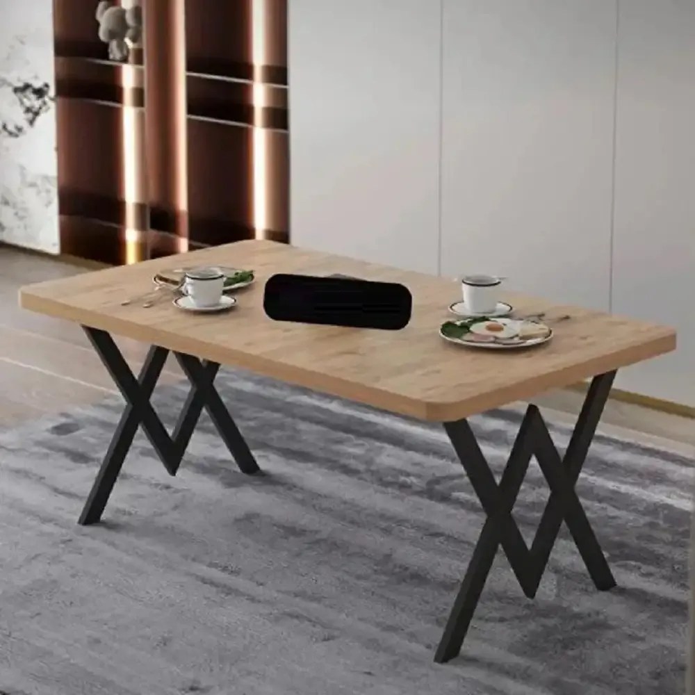 Masa bucatarie texturata, nuc-negru, 120x80x75 cm, A0100