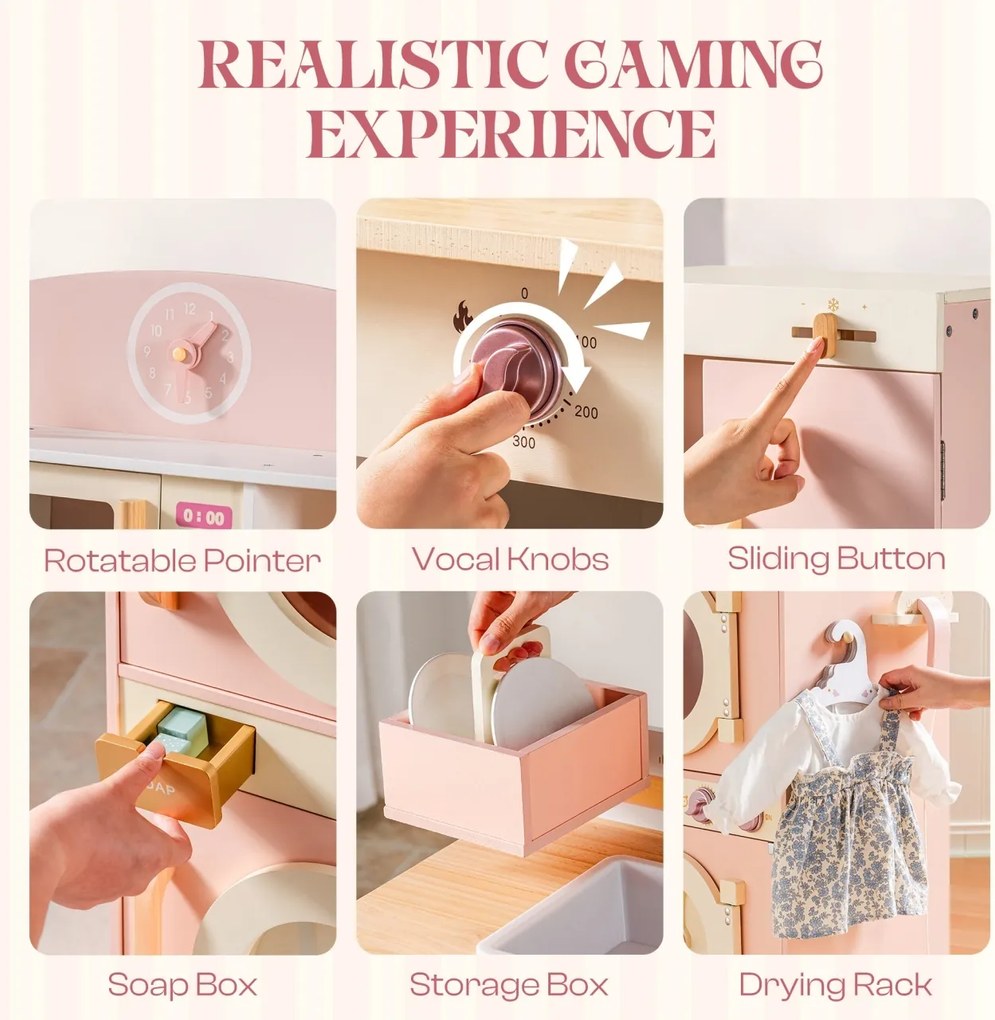 Bucatarie copii din lemn Series Roz