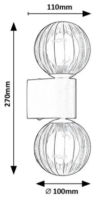 Aplică Rabalux 75022 COLZAR 2xG9/3,5W/230V IP44 negru