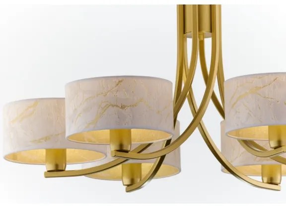 Jupiter 2098 - Lustru cu lanț ARTHUR 6xE27/15W/230V alb/auriu/decor marmură