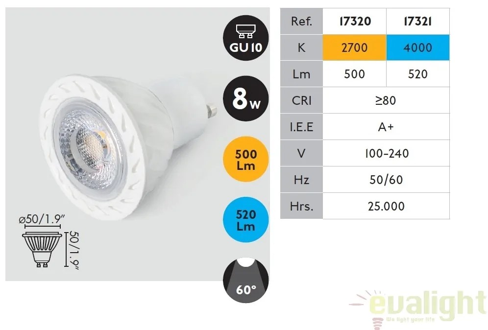 BEC LED GU10 8W 2700K 17320