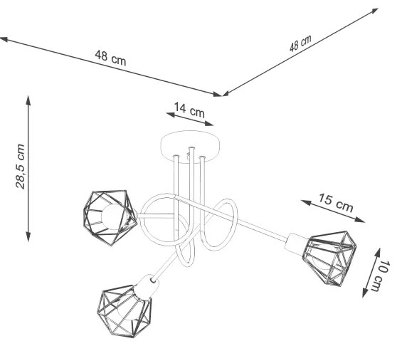 Lustră pe tijă ARTEMIS 3xE14/40W/230V neagră Sollux SL.1109