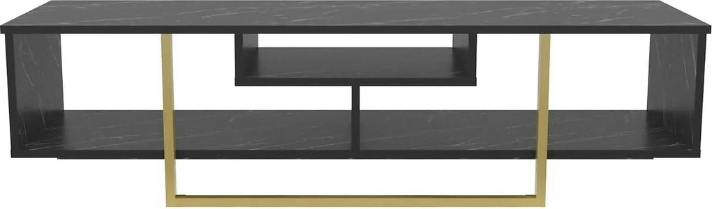Comoda TV ASAL 150, negru/auriu, PAL melaminat, 150x35x40 cm