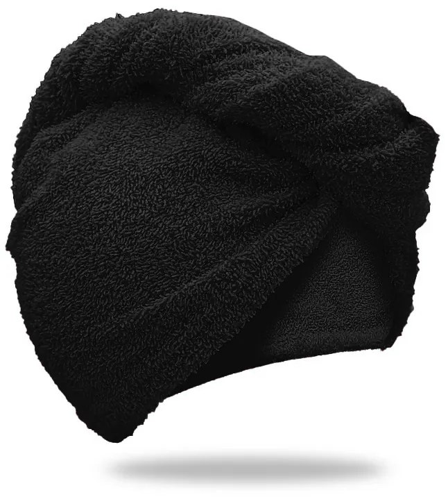 Prosop turban negru cu uscare rapida, 100% bumbac