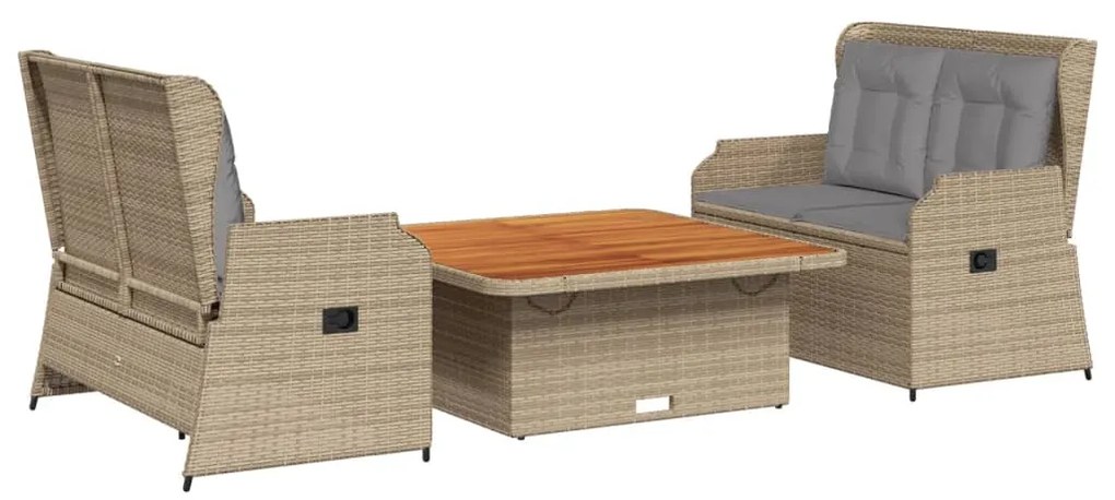 3262744 vidaXL Set mobilier de grădină cu perne, 3 piese, bej, poliratan