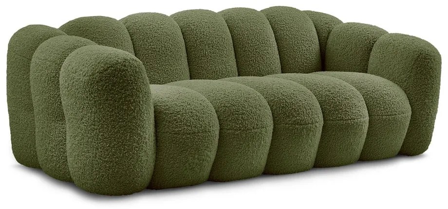 Canapea verde cu tapițerie din țesătură bouclé 232 cm Hippolyte – Bobochic Paris