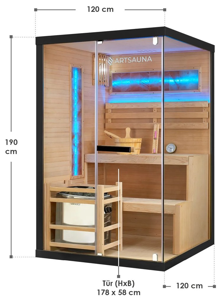 Vnútorná sauna Vantaa 120 so soľnými kameňmi