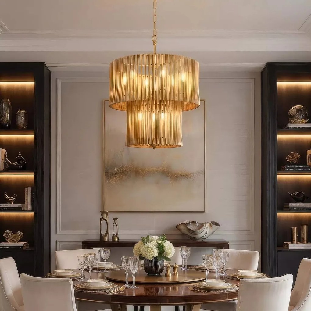 Lustra suspendata moderna metal auriu Split 9Lt