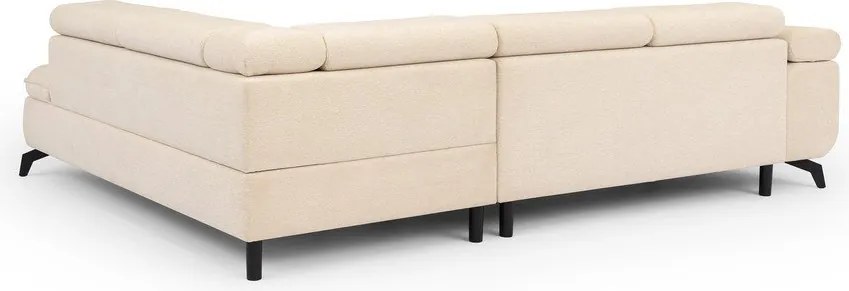 Colțar crem cu tapițerie din chenille (cu colț pe partea dreaptă/în formă de ”L”) Marbeya – Ropez