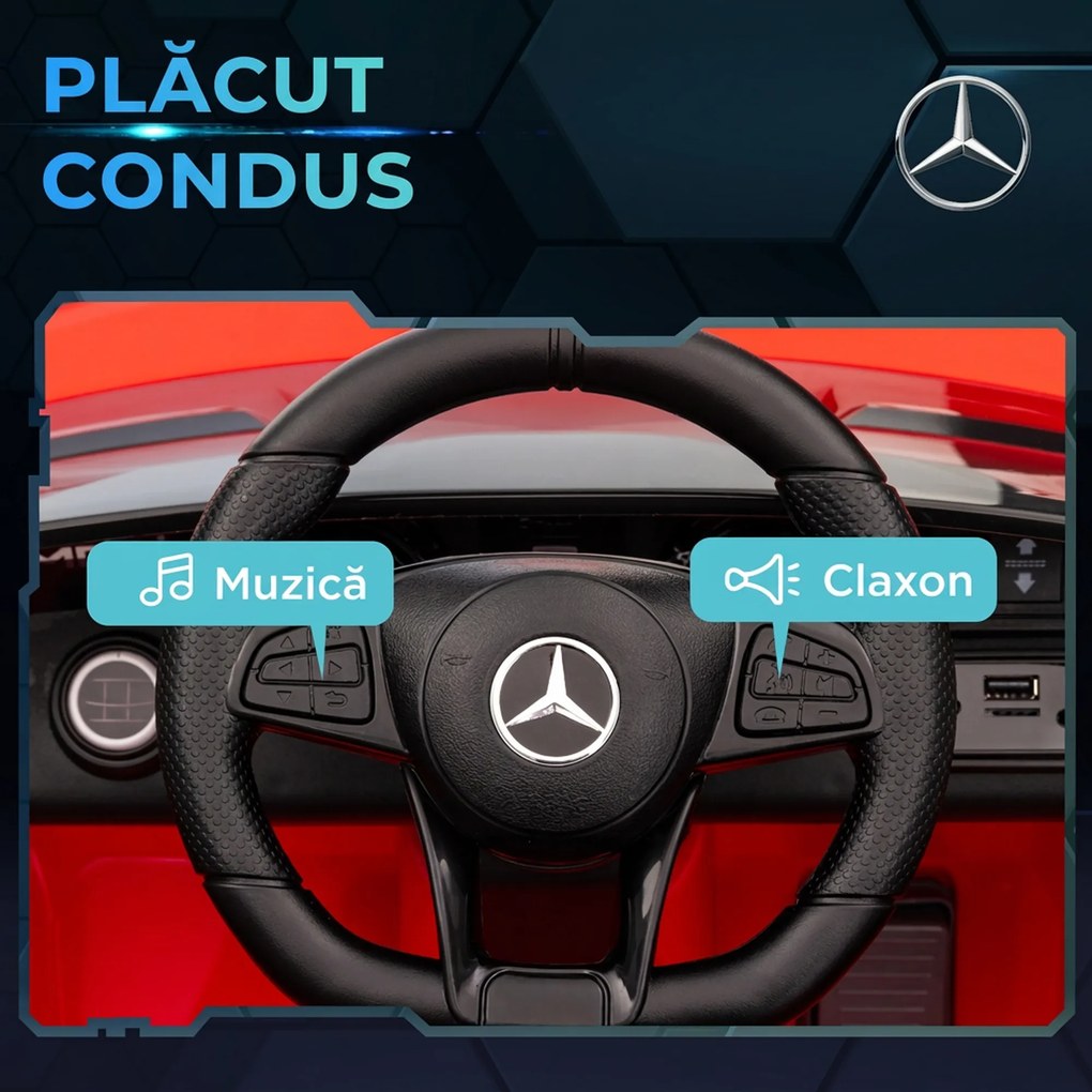 AIYAPLAY Mașină electrică pentru copii Mercedes-AMG GTR, 2 motoare, telecomandă, 3-5 km/h, roșu, 3-6 ani | Aosom Romania