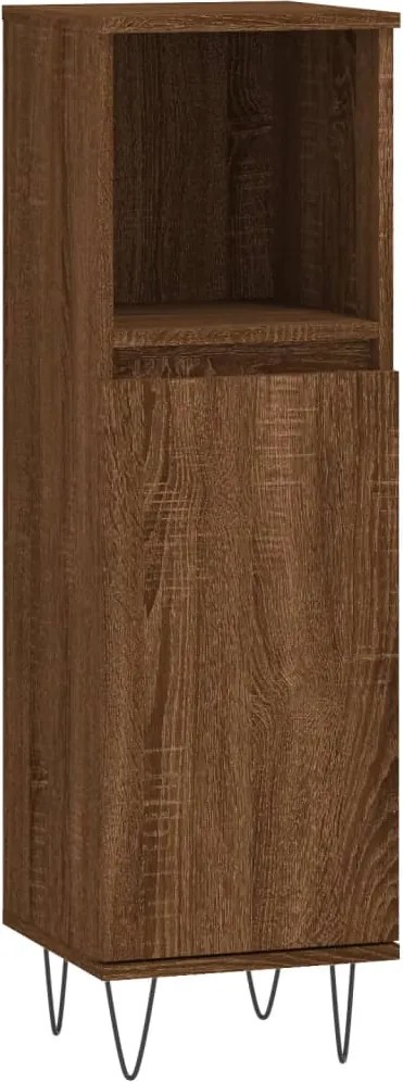 vidaXL Dulap de baie, stejar maro, 30x30x100 cm, lemn prelucrat