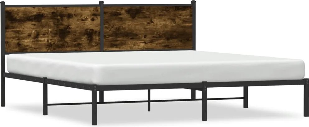 vidaXL Cadru de pat metalic fără saltea, stejar fumuriu, 183x213 cm