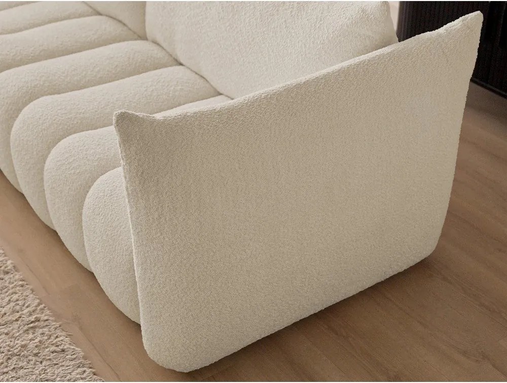 Colțar bej cu tapițerie din țesătură bouclé (cu colț pe partea stângă/cu șezlong) Azra – Bobochic Paris