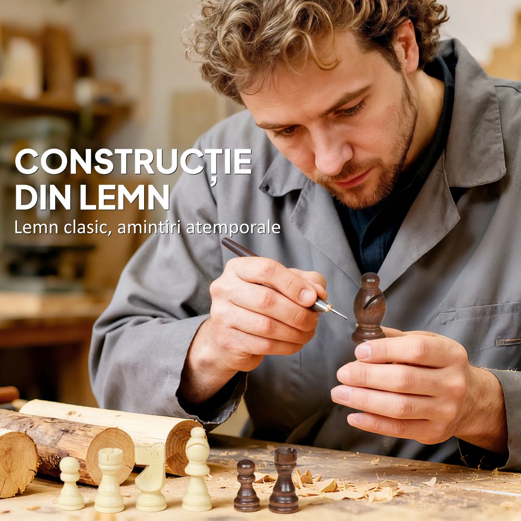 SPORTNOW Tablă de Șah Pliabilă pentru Șah și Dame cu Compartimente, din Lemn și Metal, 38.5x38.5x2.8 cm, Alb și Negru | Aosom Romania