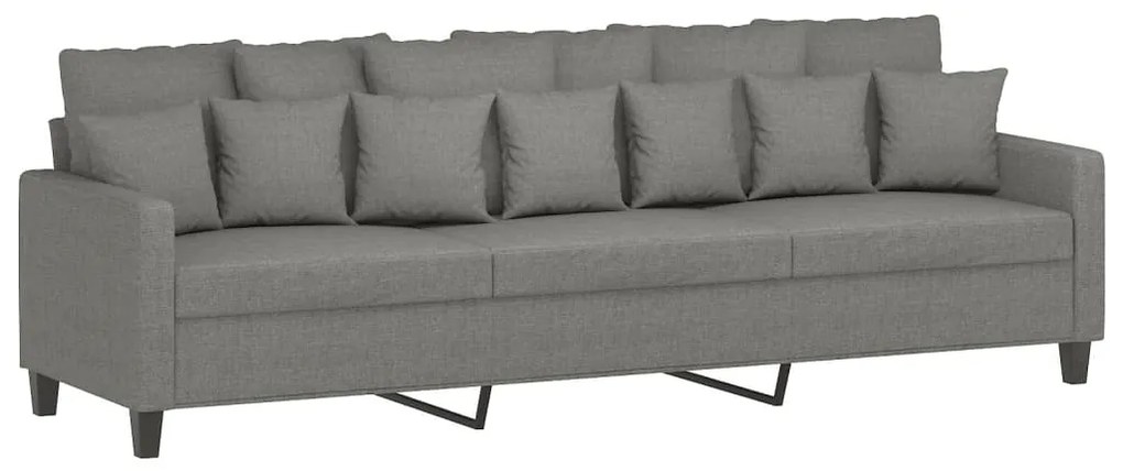 348848 vidaXL Canapea cu 3 locuri, gri închis, 210 cm, material textil