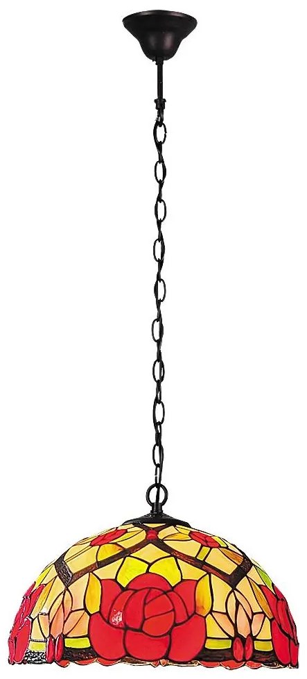Brilagi - Candelabru Tiffany GARLAN cu vitralii, suspendat pe lanț, 2xE27/60W/230V