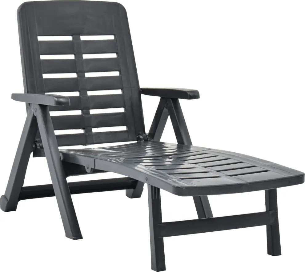 vidaXL Șezlong pliabil, antracit, plastic